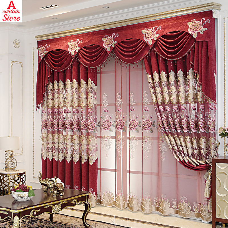 Title 9, Luxury Red Blackout Curtains for Living Room an...