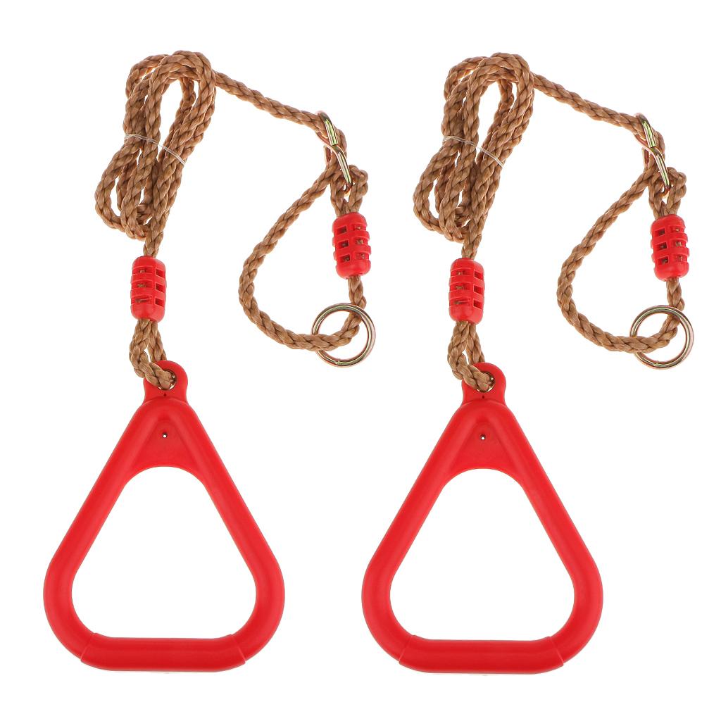 Red Gym Rings Triangle Fitness Hoops Straps Buckles Outdoor Strength Training