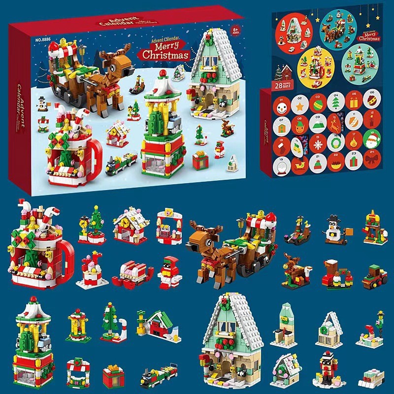 Description Picture 4 of item24Days Christmas Advent Calendar Building Blocks Box DIY Nutcracker Santa Claus Bricks for Kid Christmas Gift Countdown Calendar