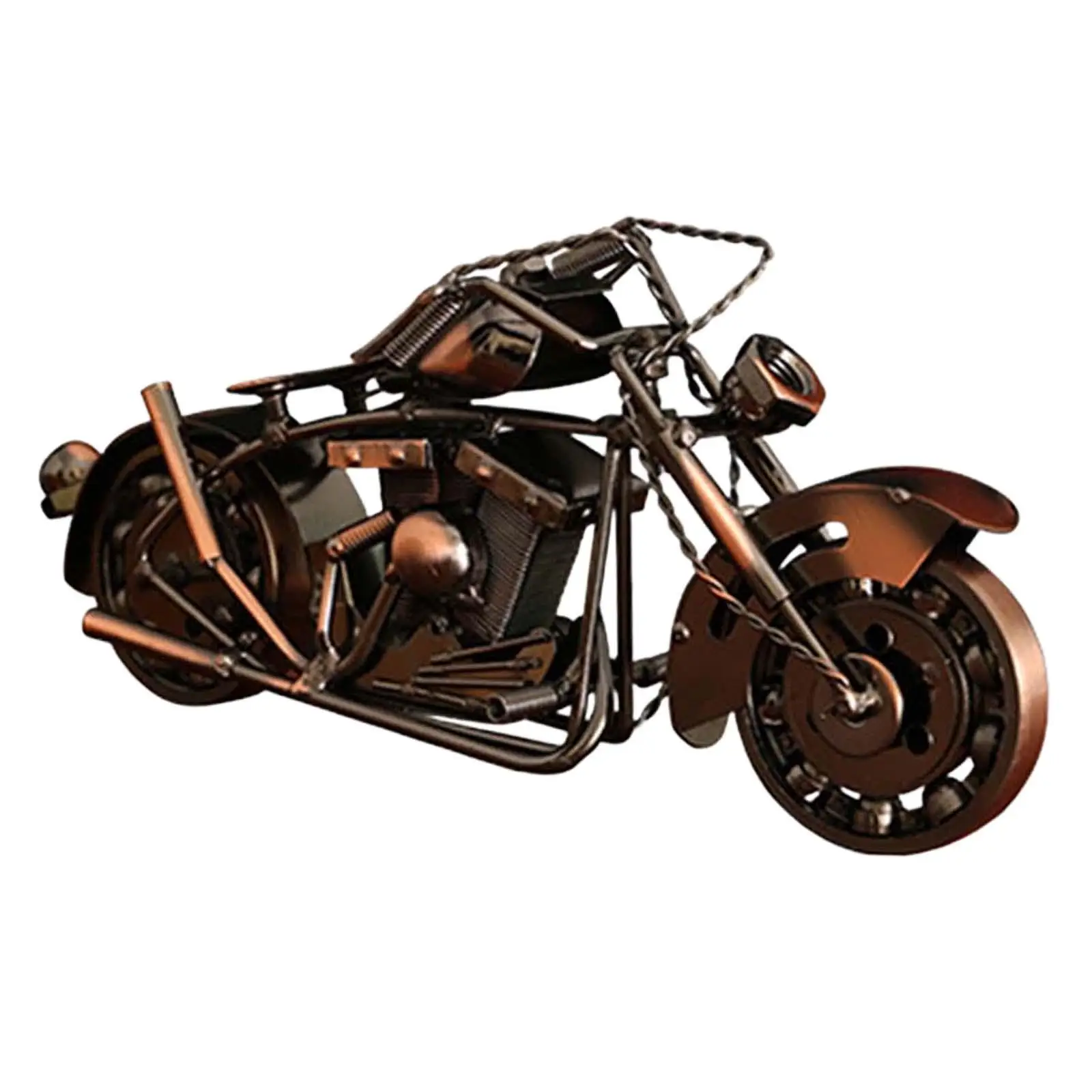 Metal Retro Motorcycle Figurine Statue Crafts Ornament Multifunctional Handmade