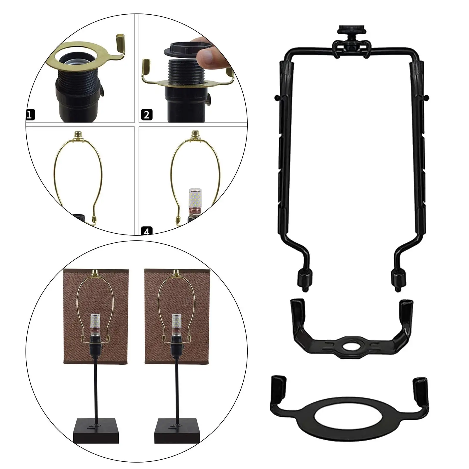 Lamp Harp Lampshade Bracket Lighting Accessories for Lamp Repair W/Base