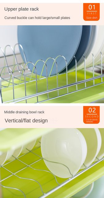 3-Tier Dish Drying Rack Kitchen Storage Shelf with Drain Board Countertop  Dinnerware Organizer Kitchen Organizer Drainer - AliExpress