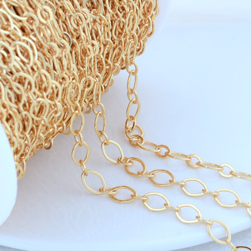 14K vergoldete Messingketten Runde ovale Ketten DIY Schmuckzubehör Halskette Armband Schmuckherstellung Komponenten DIY – Detail 10