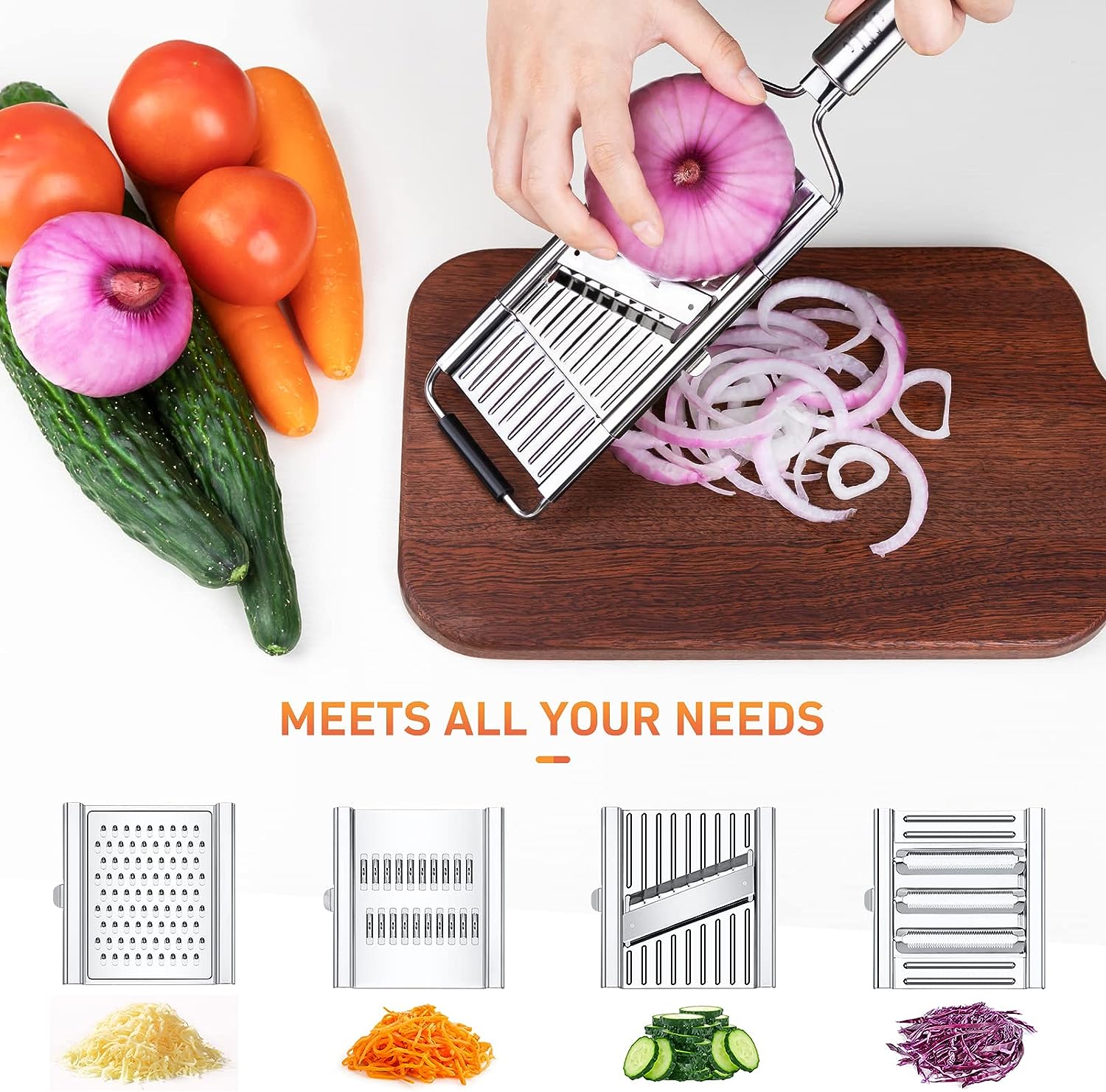 Description Picture 2 of item4 In 1 Vegetable Cutter Manual Stainless Steel Grater Slicer Fruit Carrot Peeler Potato Grater Cheese Shredder Kitchen Tools