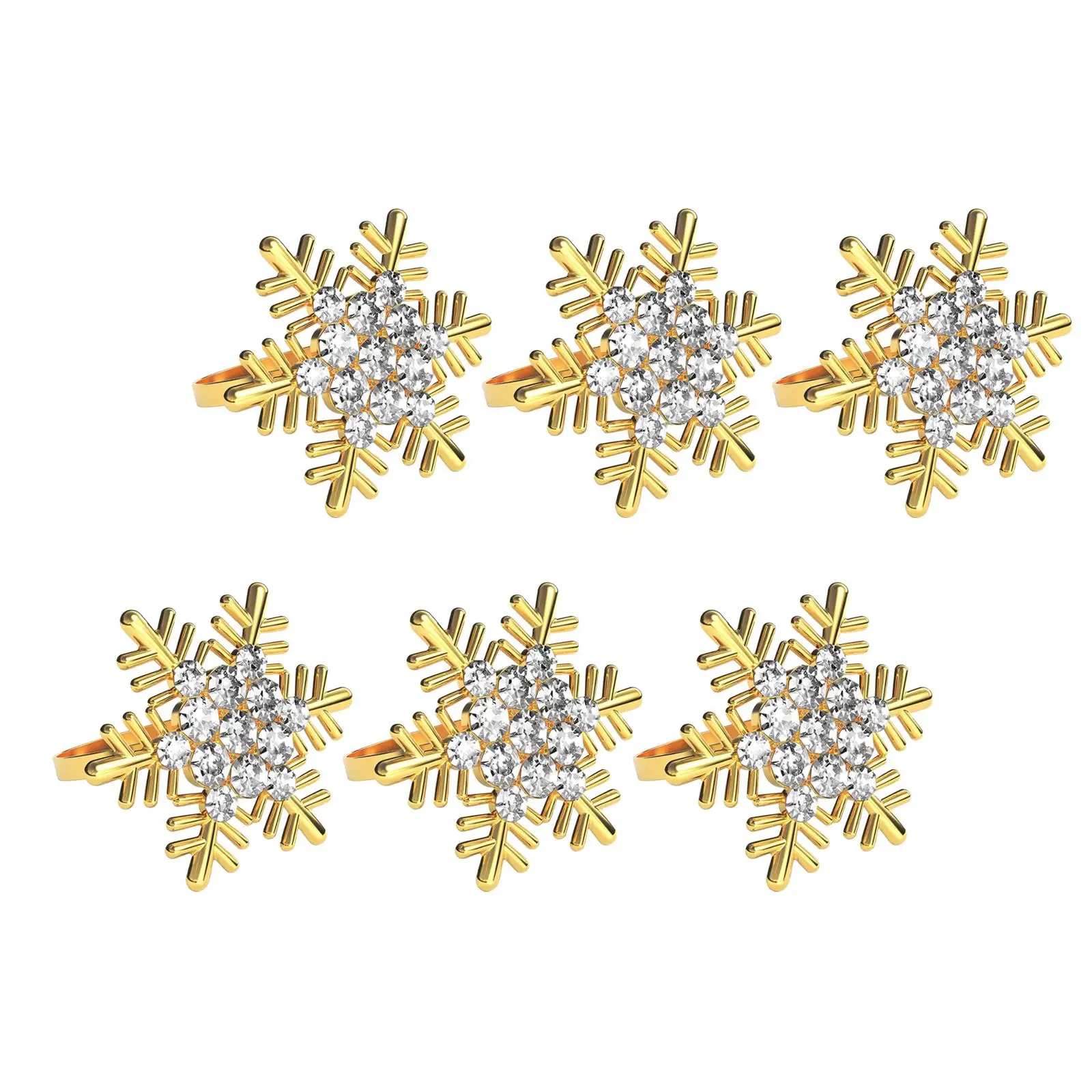 6x Snowflake Napkin Rings Chic Rhinestone Modern Napkin Buckle Napkin Holders for Thanksgiving Party Banquet Christmas Hotel