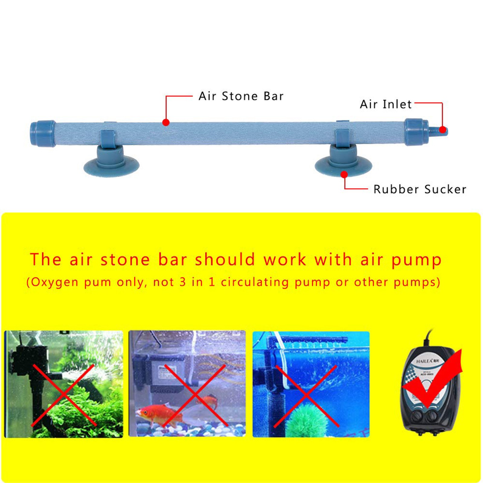 Title 6, Acquario Bubble Wall Air Stone Bar Tubo Fish Ta...