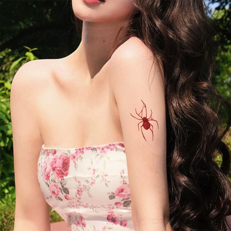 Rote Spinne Muster temporäre Tattoos für Frauen Arm sexy wasserdichte Tattoo Aufkleber niedliche Kunst dauerhafte Cartoon y2k gefälschte Tätowierung – Detail 10