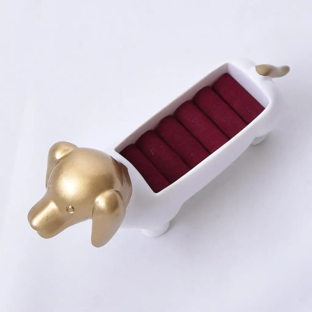 Resin with Velvet Ring Pad 6 Slots Novelty Fashion Jewelry Holder