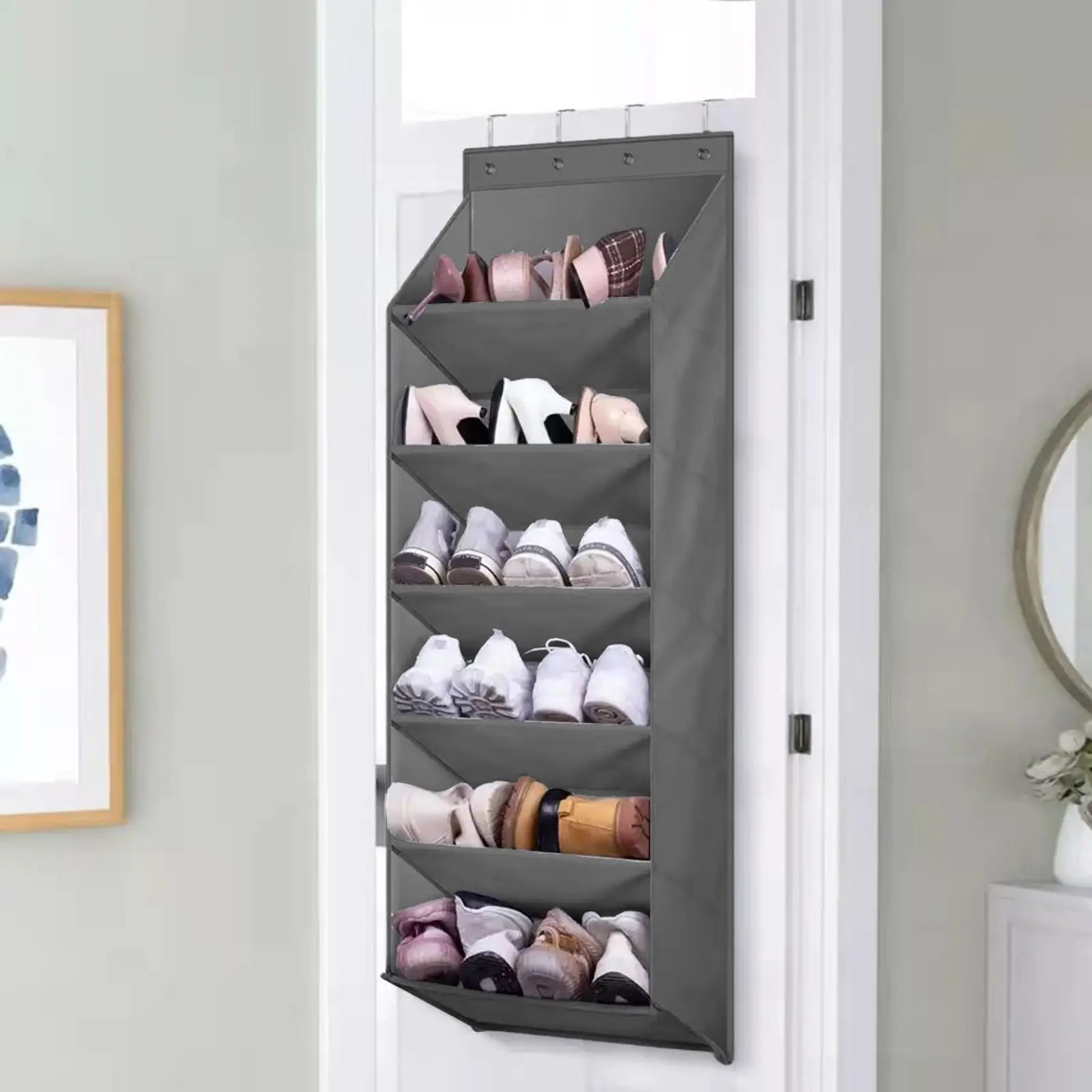 Deep Pockets Door Shoe Rack suits Kids Adults Oxford Cloth Hanging Storage Bag for Clothing Towels Baby Items 16 Pair Shoes