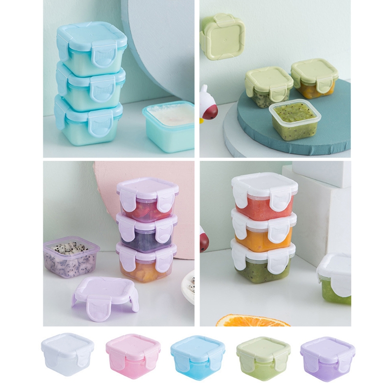 Set mit 4 Baby-Lebensmittel-Gefrierschränken für Neugeborene, 60 ml, Aufbewahrungsbehälter in 6 Farben, Mini-Lebensmittelgewürz – Detail 8