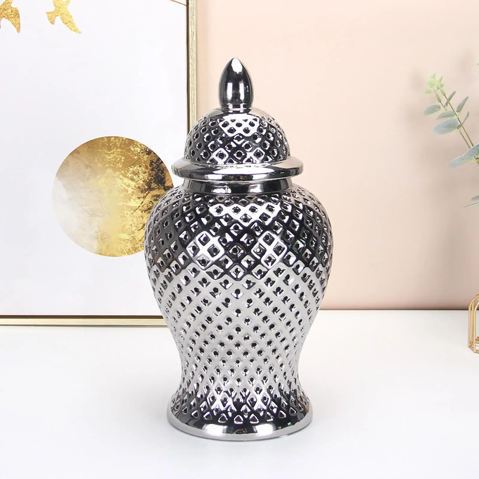 Ceramic Ginger Jar Multi Purpose Luxury Floral Arrangement Storage Decorative