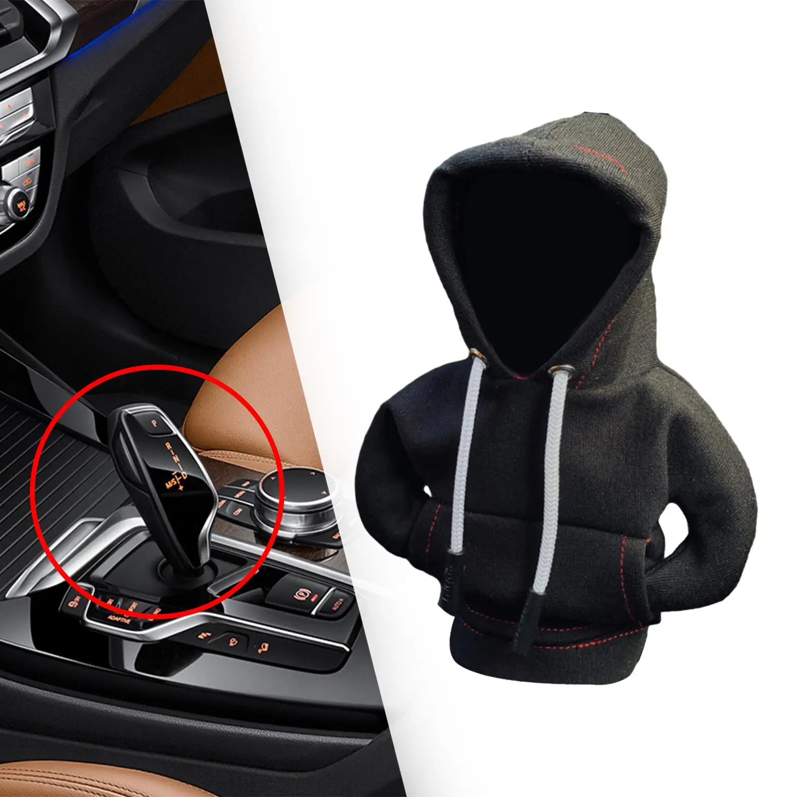2xGear Shifter Lever Knob Cover Gear Handle Decor for Vehicles Women or Man Black
