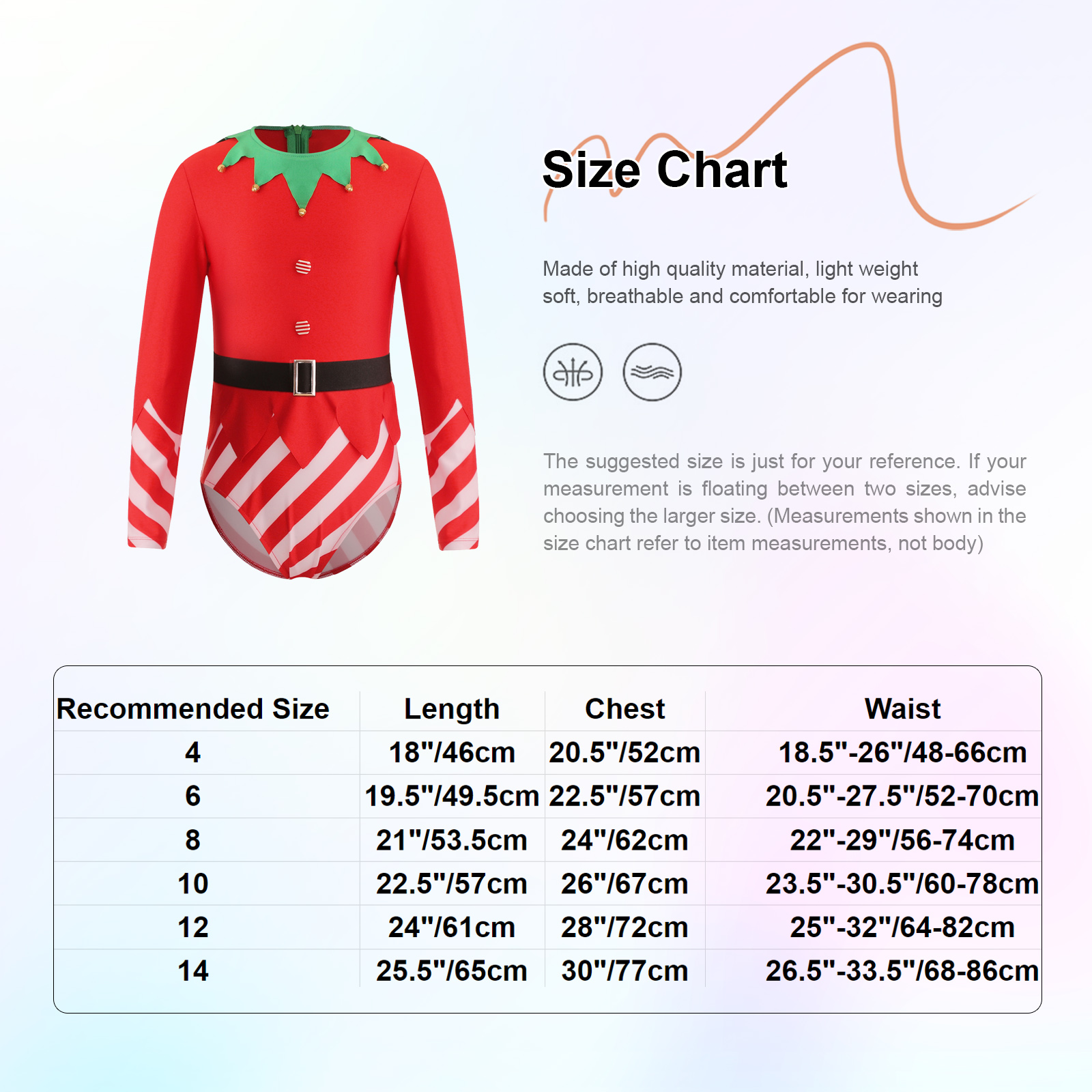Kinder Mädchen Weihnachten Elf Santa Kostüm Langarm Streifen Gymnastik Trikot Ballett Tanz Overall Weihnachten Neujahr Party Tanz kleidung – Detail 1