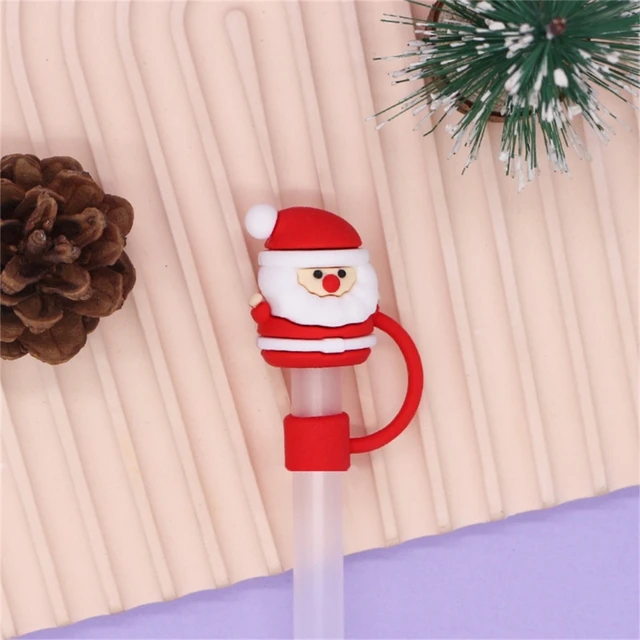 Christmas Straw Cover Reusable Silicone Dustproof Cute Christmas Figure  Straw cover Cup Accessories For Tumbler Drinking Straw - AliExpress