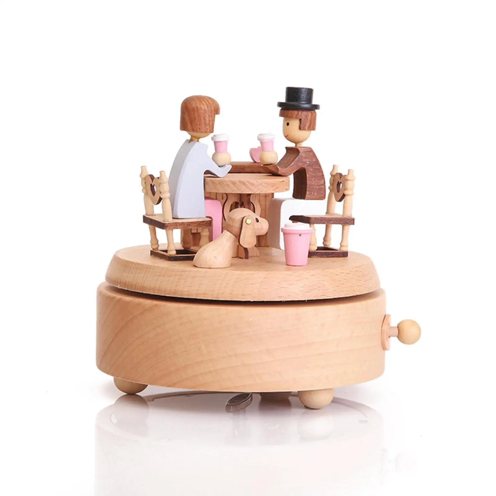 Wooden Wind up Musical Boxes Decoration Accessories Clockwork Mechanical Music Movement for Friend Girl Family Home Desktop