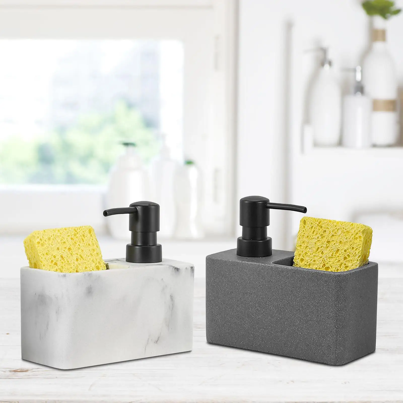 Kitchen Sink Soap Dispenser with Storage Box Kitchen Liquid Pump Bottle