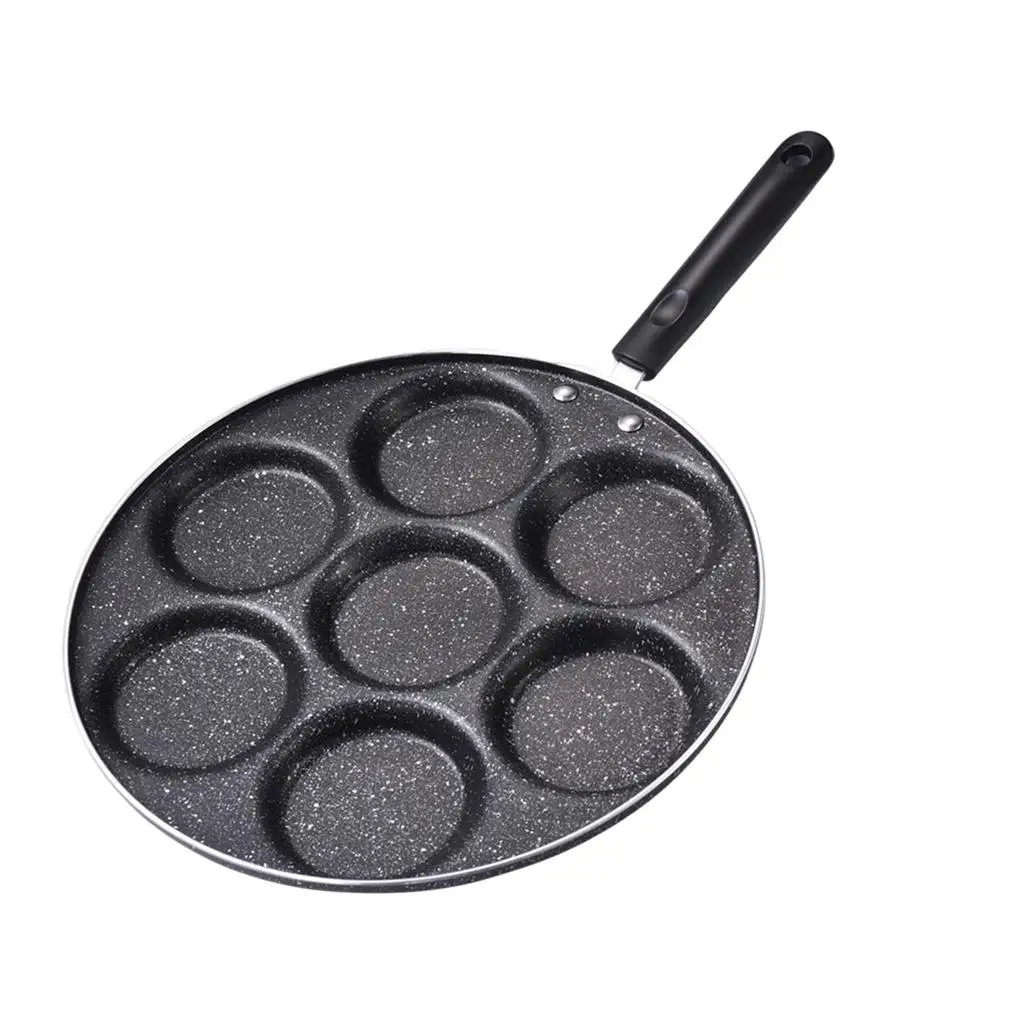 7 Hole Frying Pot   Kitchen Cookware Non- Long Handle Mini Ham Omelet Pan