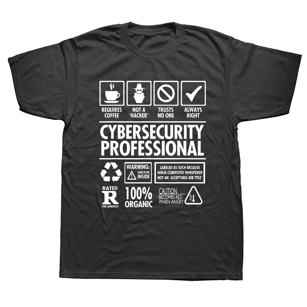 Cyber security profession ell kein Hacker lustige Job T-Shirts Grafik Baumwolle Streetwear Kurzarm Geburtstags geschenke Sommer T-Shirt – Detail 2