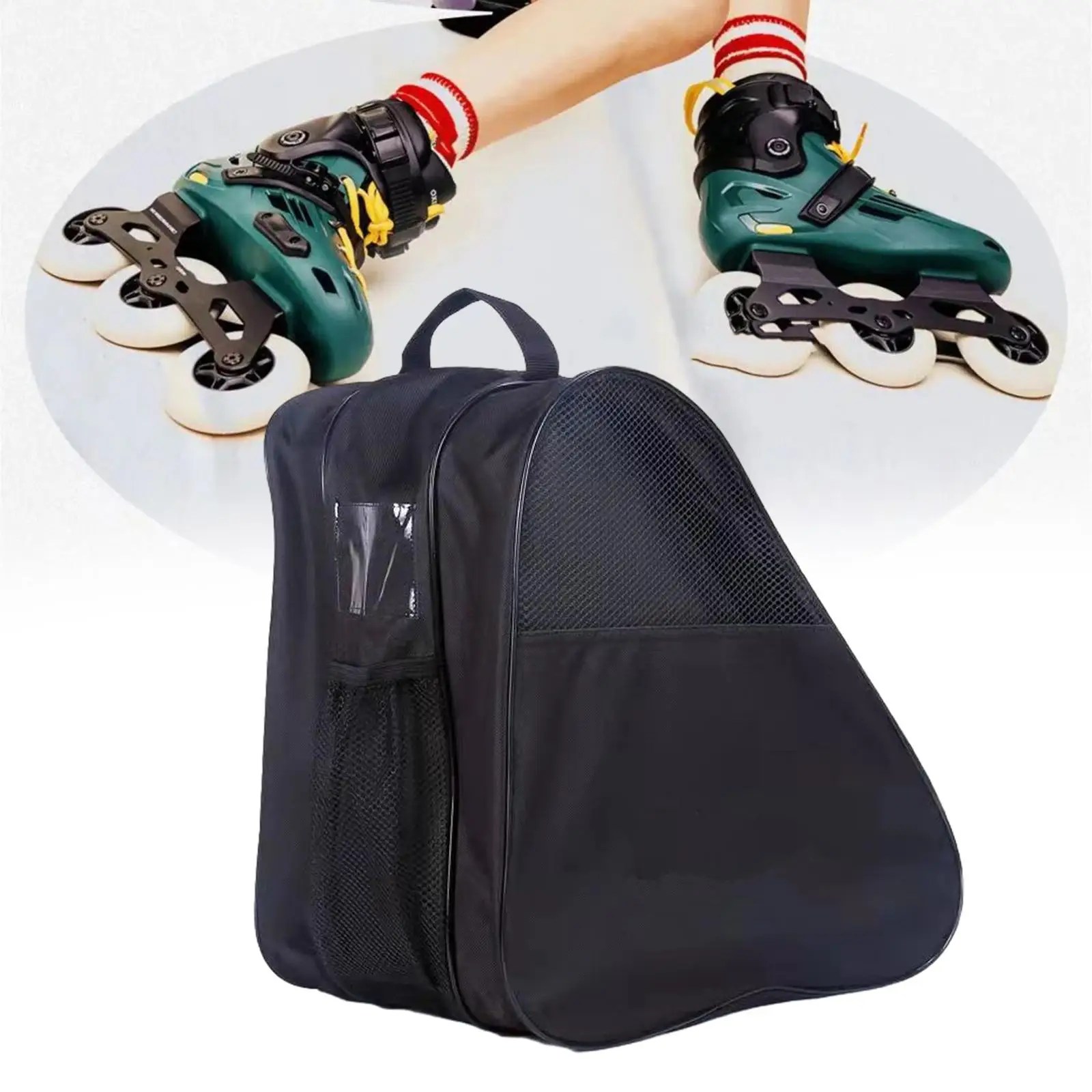 Roller Skate Bag with Adjustable Shoulder Strap and Handle Lightweight Portable Girls and Boys Skates 3 Layers Skate Carry Bag