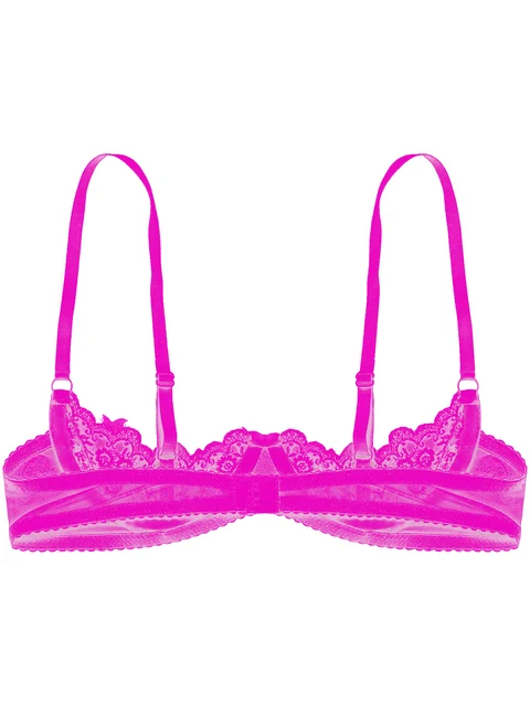 inhzoy Woman's Lace Sheer Push Up Balconette Bra Dusty Pink XXL