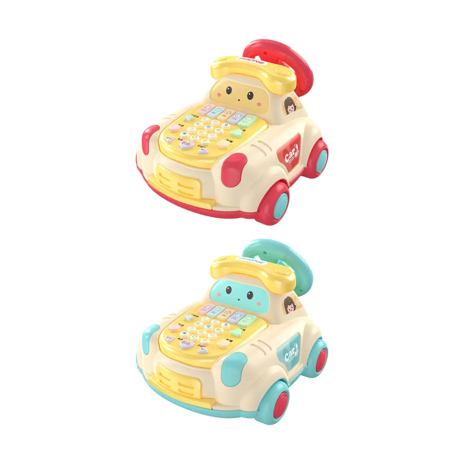 Baby Musical Toys Car musical Movable Pull Toys Music Light Phone Toy for Education Interaction Activity Learning Preschool