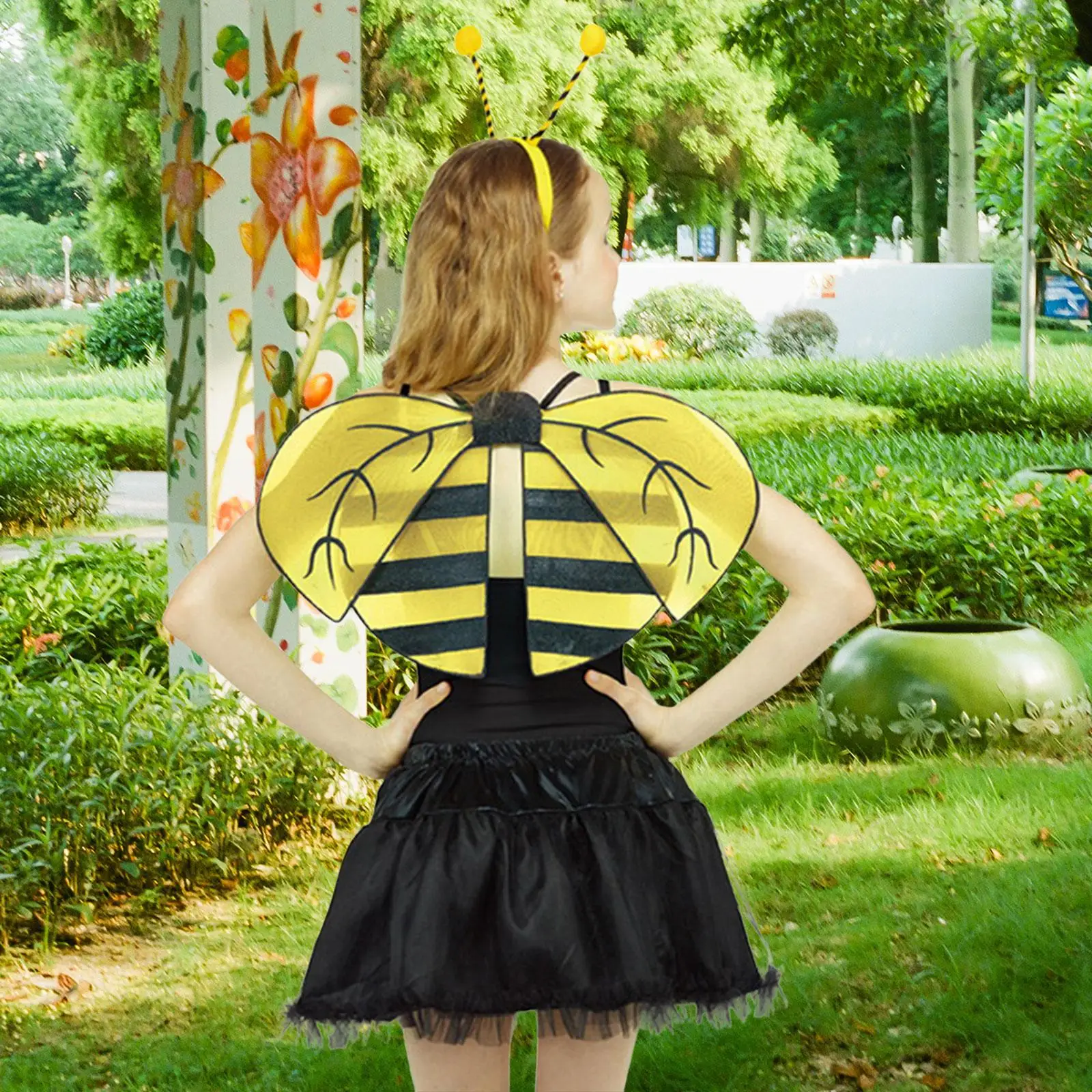 Bee Costume Kit Headband Tutu Skirts Fairy Wing Bee Accessories for Stage Performance Party Favors Carnival Halloween Role Play