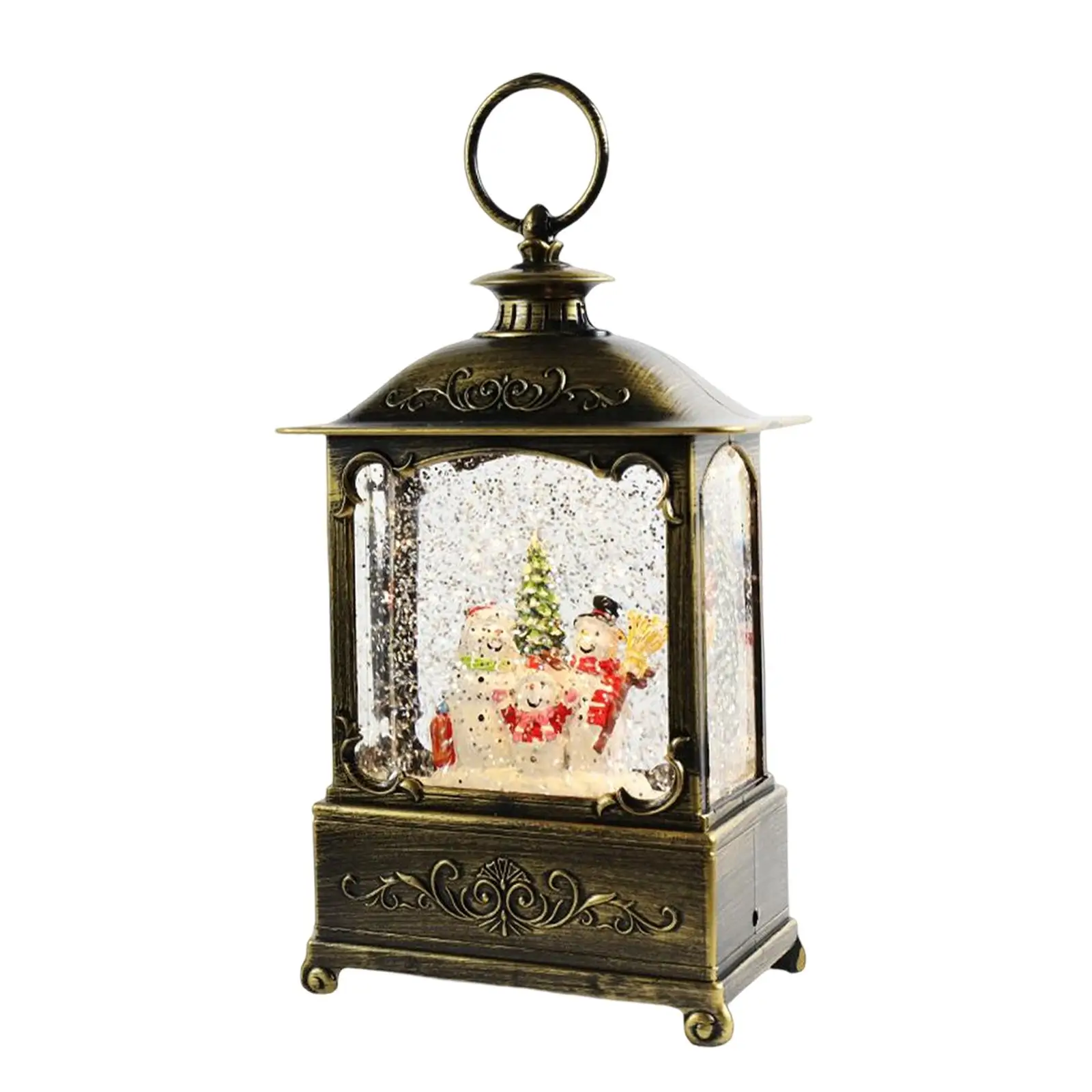 Christmas Music Box Lantern Rotatable Battery Operated Wind Lamp Ornament