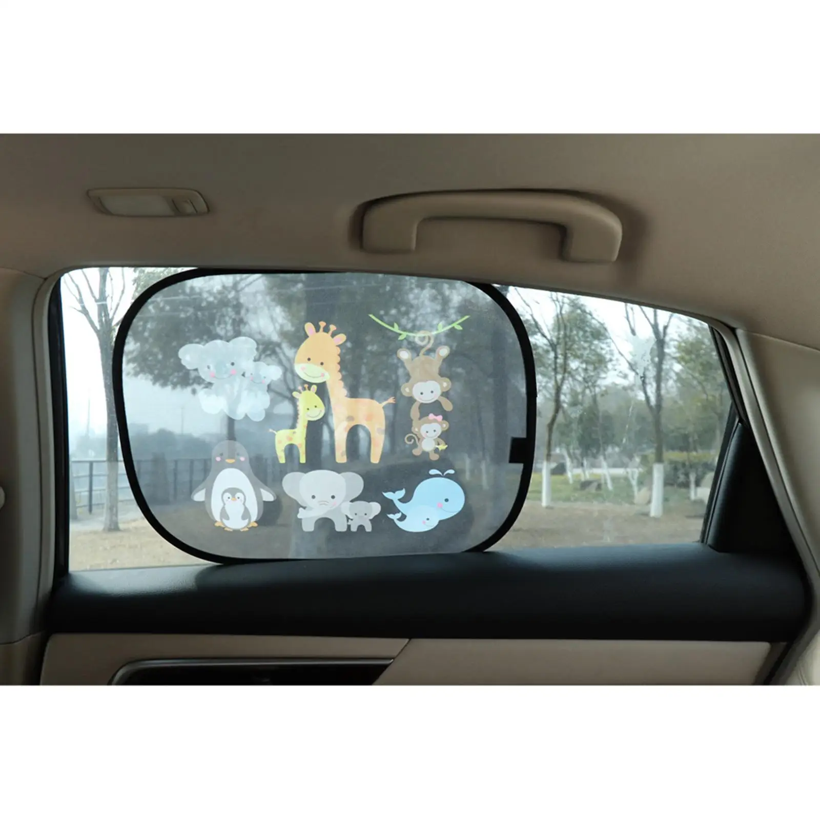 Cute 2Pcs Cartoon Car Side Window Sunshades, 17.3x14.2inch Fits Most of Sedans and Suvs