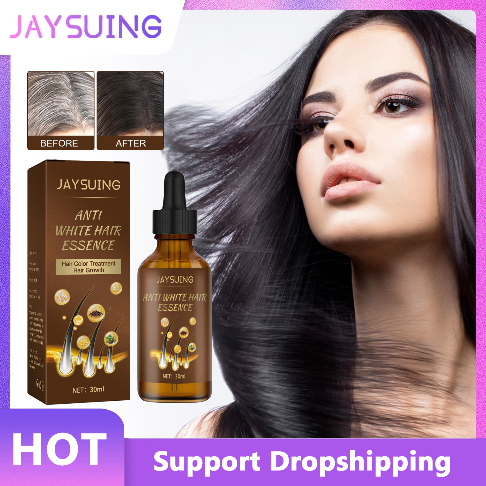 Best of Jaysuing Anti White Hair Serum Gray To Black Repair Scalp Nourish Hair Blacken Serum Reduce Gray Hair Darkening Growth Essence Reviews & Tips