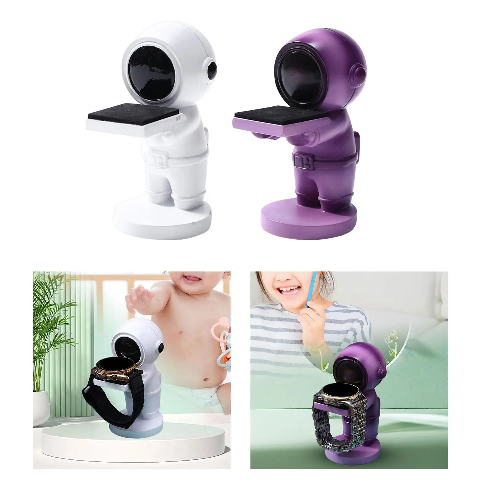Astronaut Watch Stand Photo Props Figurine Storage Rack Fittings Jewelry Organizer for Bracelets Rings Desk Bedroom Entryway
