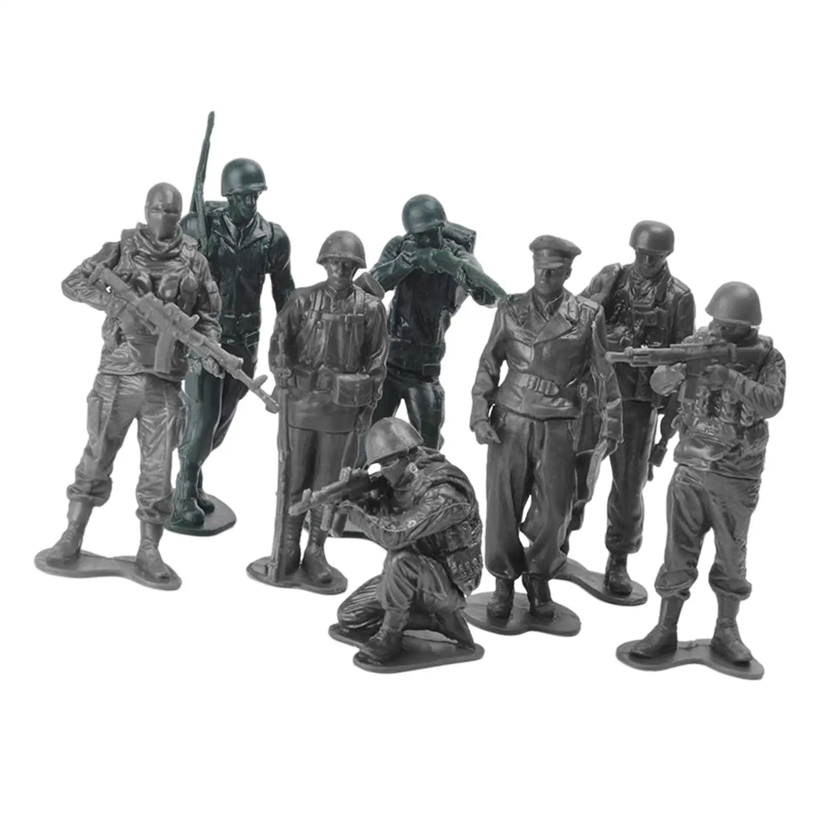 8 Pieces 1:18 Scale Action Figure Toy Soldiers Playset Diorama for Boys Kids