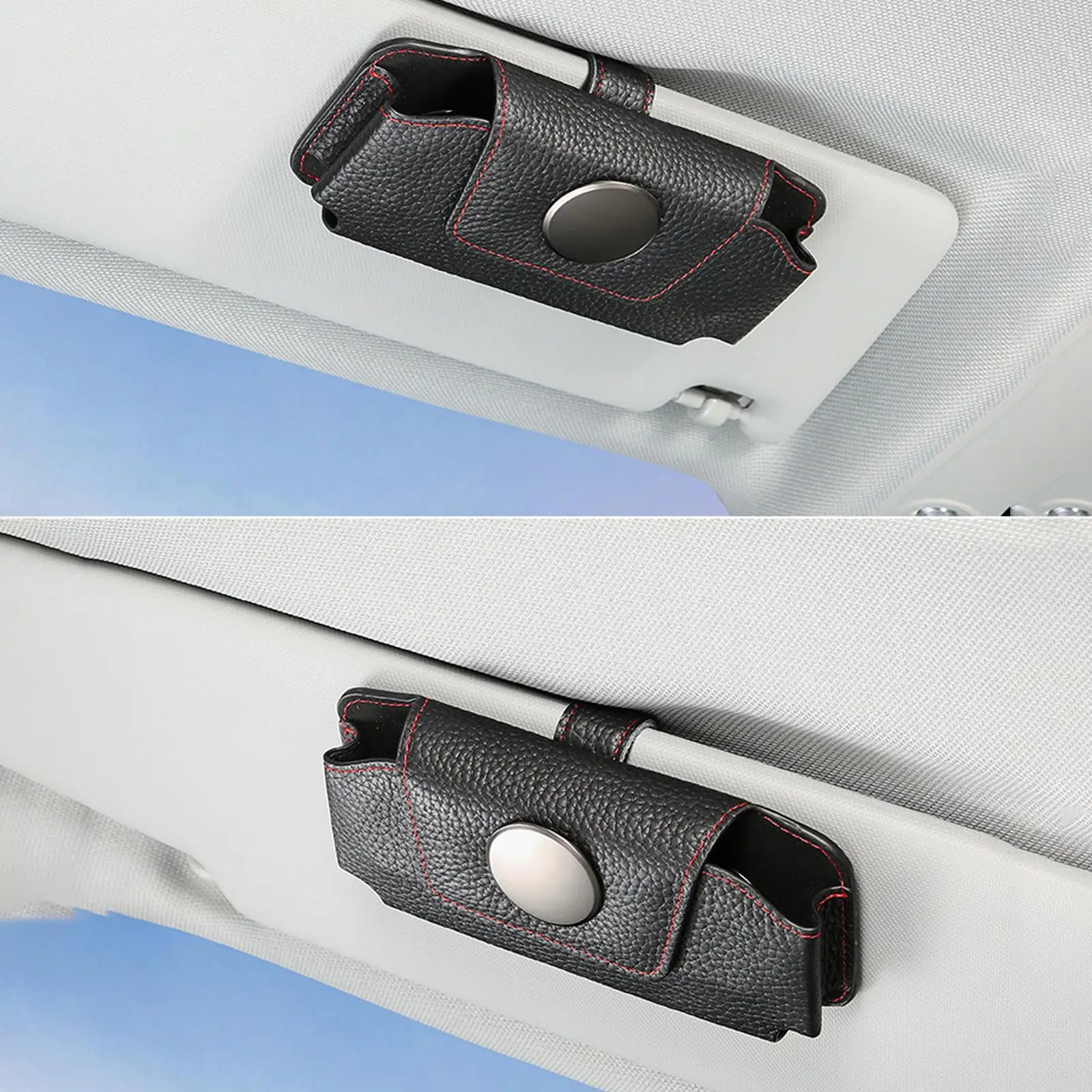 Car Visor Sunglasses Case Hidden Magnetic Closure with Clip Accessories Eyewear Organizer Sunglass Holder Hanger Fits for Truck