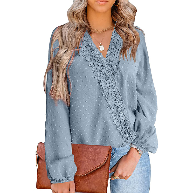 Chiffon Wool Ball Lace Shirt 