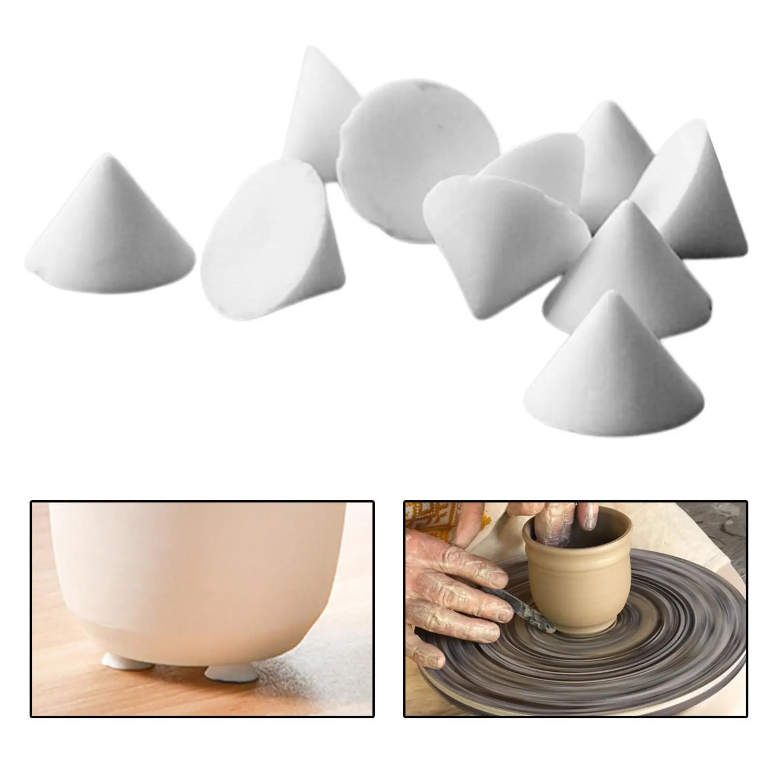 10Pcs Removable Support Nail Set Ceramic Cone  Refractory  Pottery Tool for Glaze Ceramic , such as Transparent Glaze, etc