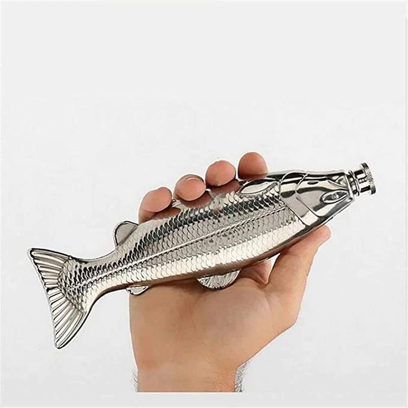 Description Picture 2 of itemTrout-Fish-Shape Hip Flask 5oz Alcohol Bottle with Funnel Mini PocketStainless Steel Party Drinkware for Outdoor Travel