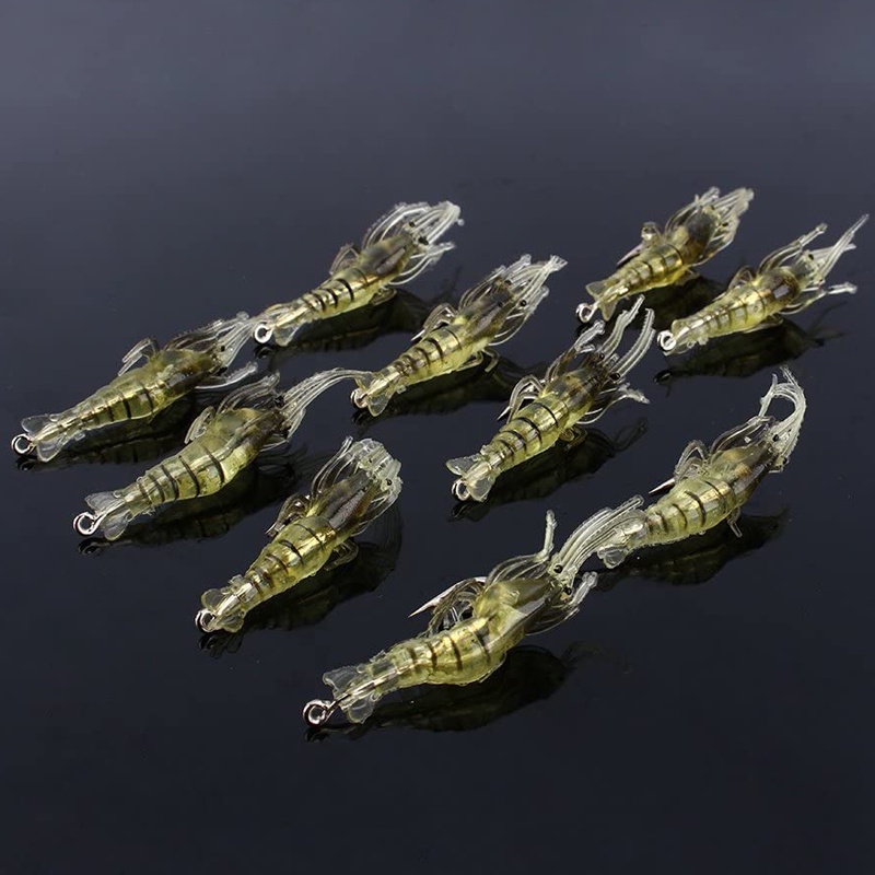 10pcs Soft Shrimp Shaped Fishing Lure With Hook, Bait Kit For Outdoor, Fishing Accessories