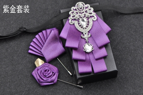 Luxus schwarz Strass Fliege britische High-End-Männer Jungen Business Hochzeit Anzug Hemd Kragen Blumen setzt handgemachte Schmuck Geschenk – Detail 14