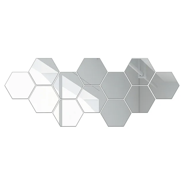 12Pcs Reflective Hexagon Mirror Sheets Self-Adhesive Mirror Tiles Non-Glass  Mirror Stickers for Home Decoration Daily Use Living - AliExpress