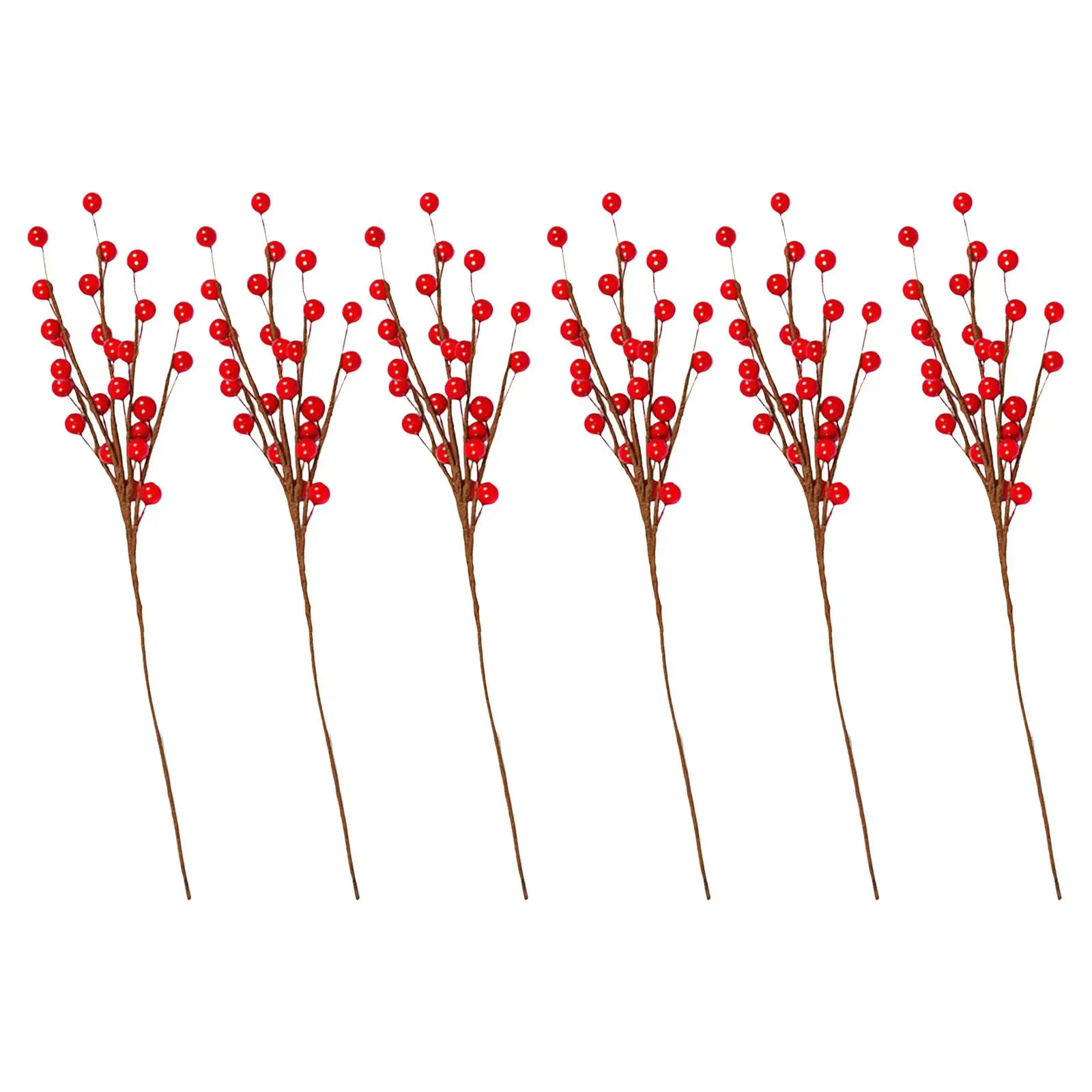 6Pcs Artificial Berry Stems Home Decor Decorative Desktop Ornaments Berry Twig Stems for Halloween Home Holiday Christmas Office