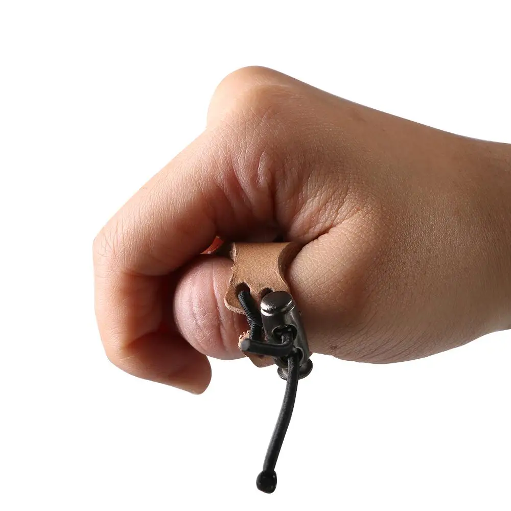 Adjustable Leather Ring Protects Thumb In Finger for Hunting