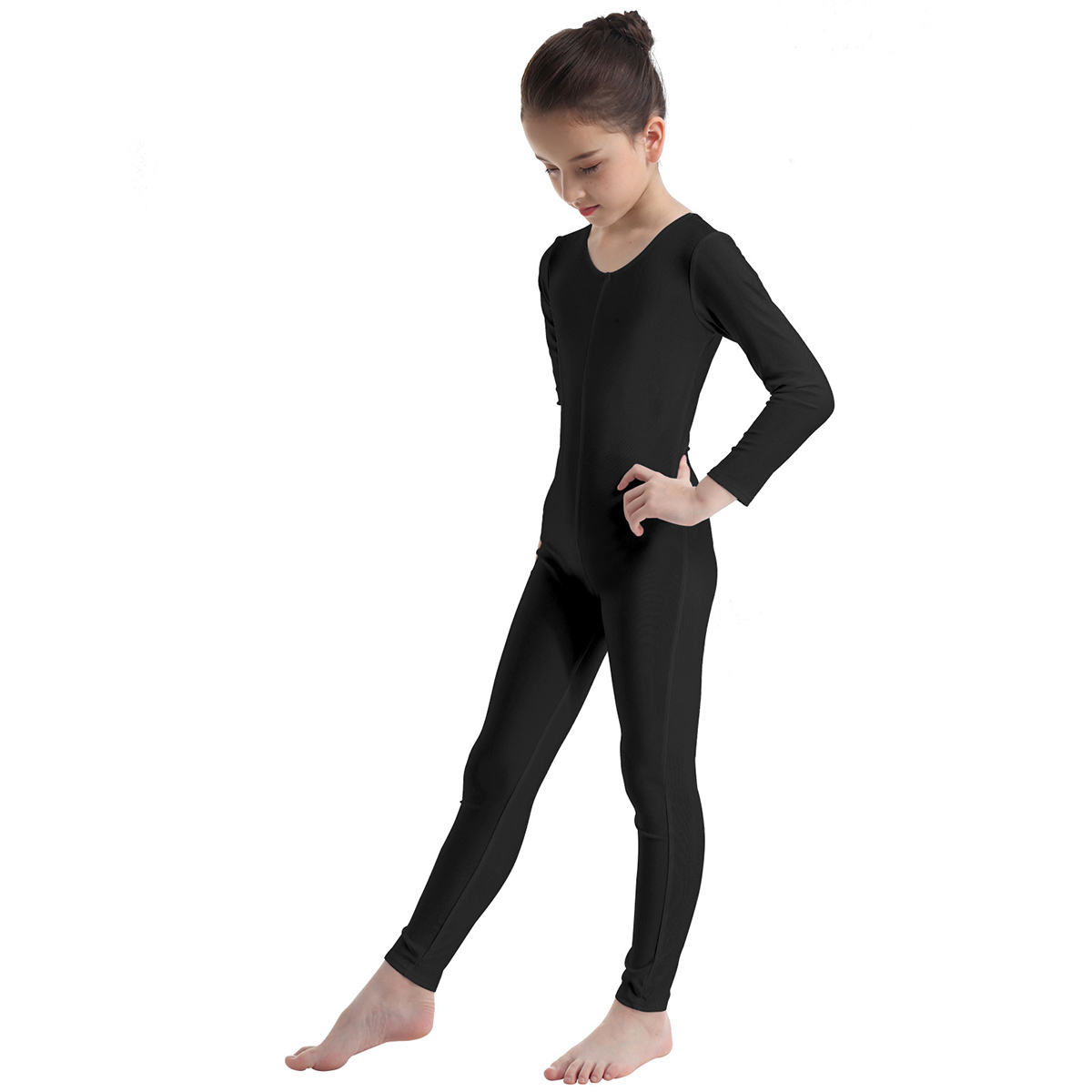 Langärmliger/ärmelloser Ganzanzug aus Spandex für Mädchen, dehnbarer, einteiliger Ganzkörperanzug, Tanz-Ganzanzug für Kinder, Team-Performance-Kostüm – Detail 19