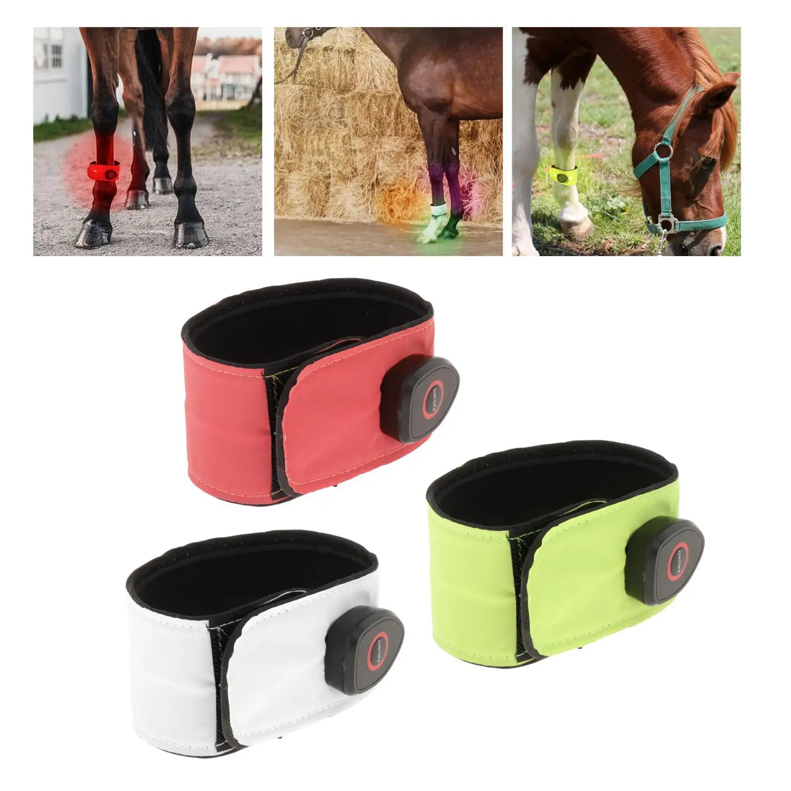 Neoprene Reflective Horse LED Ankle Strap Protection Safety Belt Bands Legging Equestrian Supply for Night Riding Running