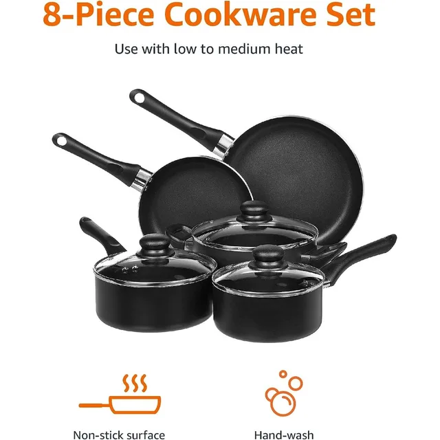 Kitchen Cookware Sets Nonstick Ceramic Bule\ 1.2 Quart Pot Saucepan with  Lid+8 Inch Small Frying Pan +9.5 Hard - AliExpress