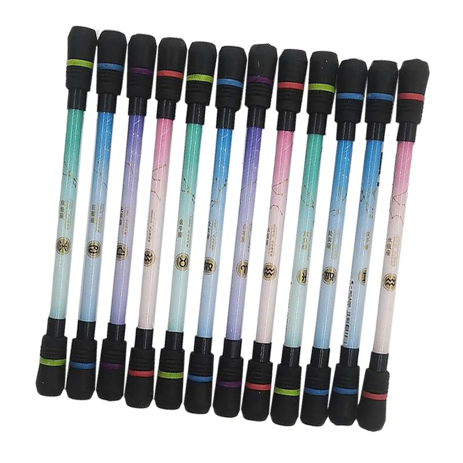 12 Pieces  Pen Rolling Rotating Students Writing Non  Black/Blue Refill Trick  Supplies Ballpoint Pen Professional Gaming