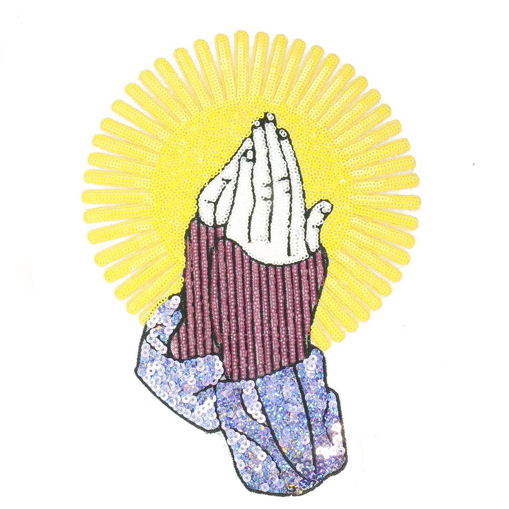 Stickerei Pailletten Patch Yoga Palm Verschluss Sonne licht Buddhistischen Namaste Nähen Badage Patchwork Stoff DIY Verzierungen – Detail 1