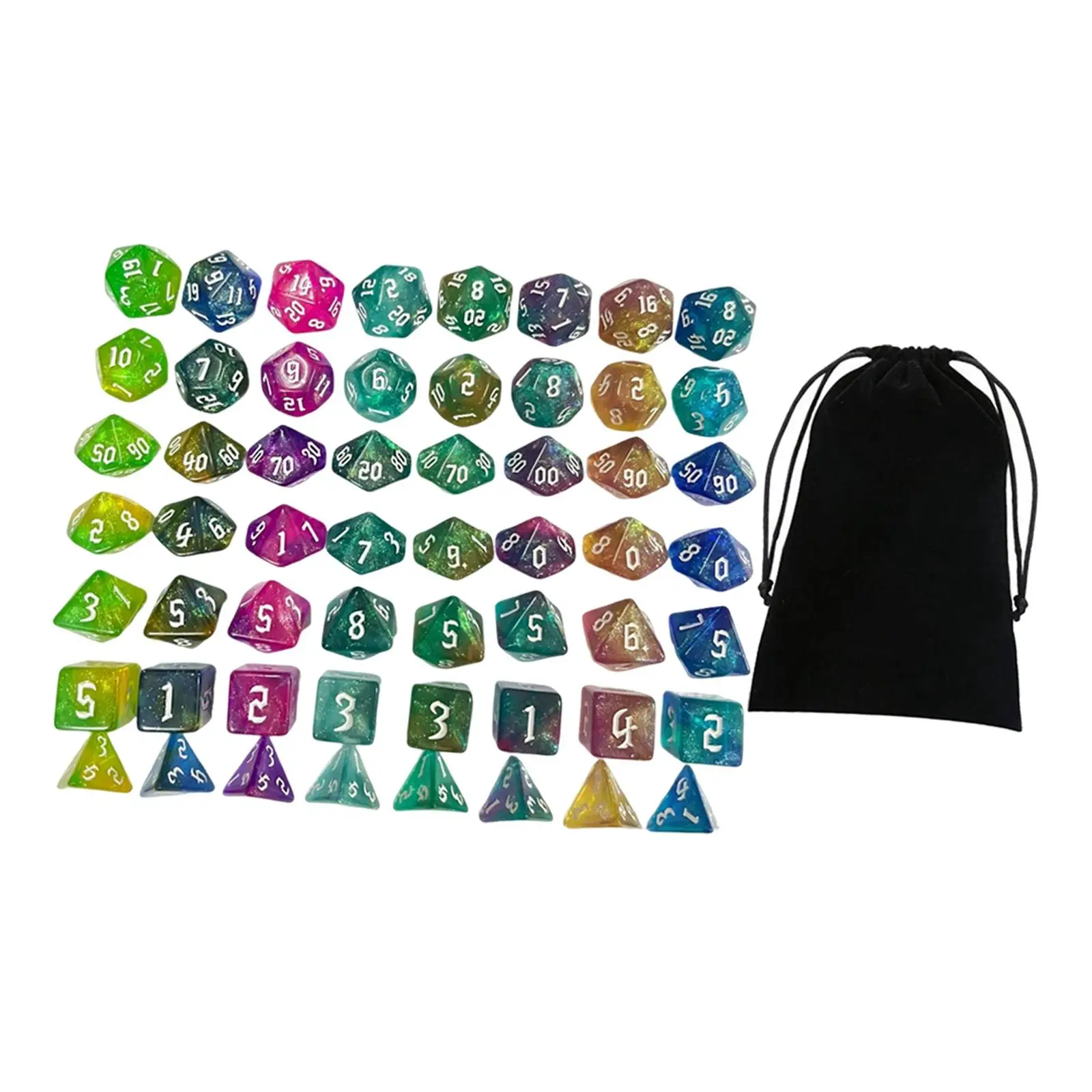 Engraved Polyhedral Dices Set Entertainment Toy 56x Game Dices Rolling Dices for Board Game Props KTV Roll Playing Games Parties
