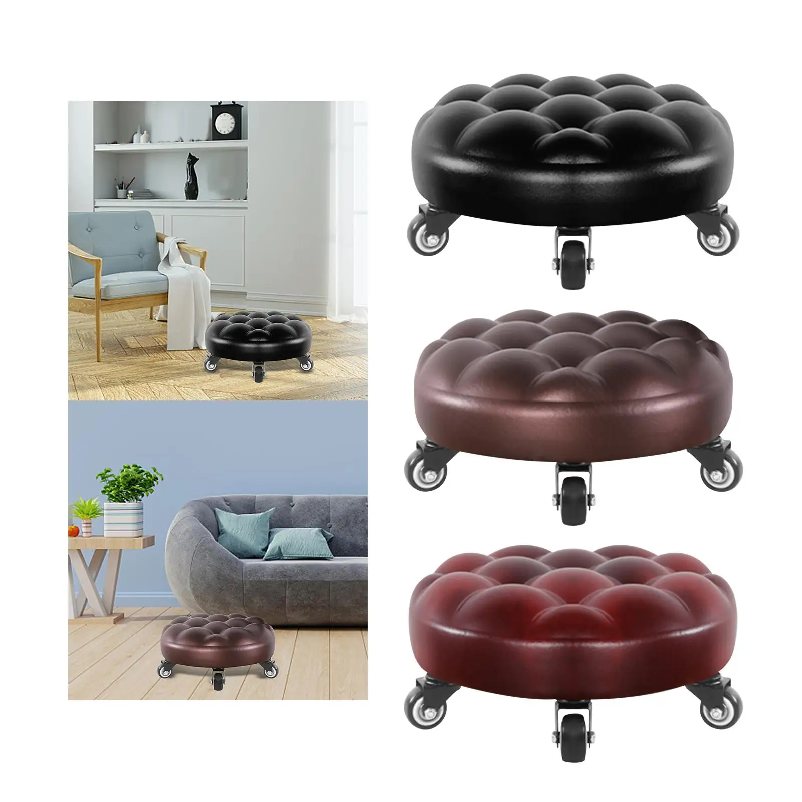 Modern Children Stool with Wheels Row Stool Durable Manicure Pedicure Stool for Indoor