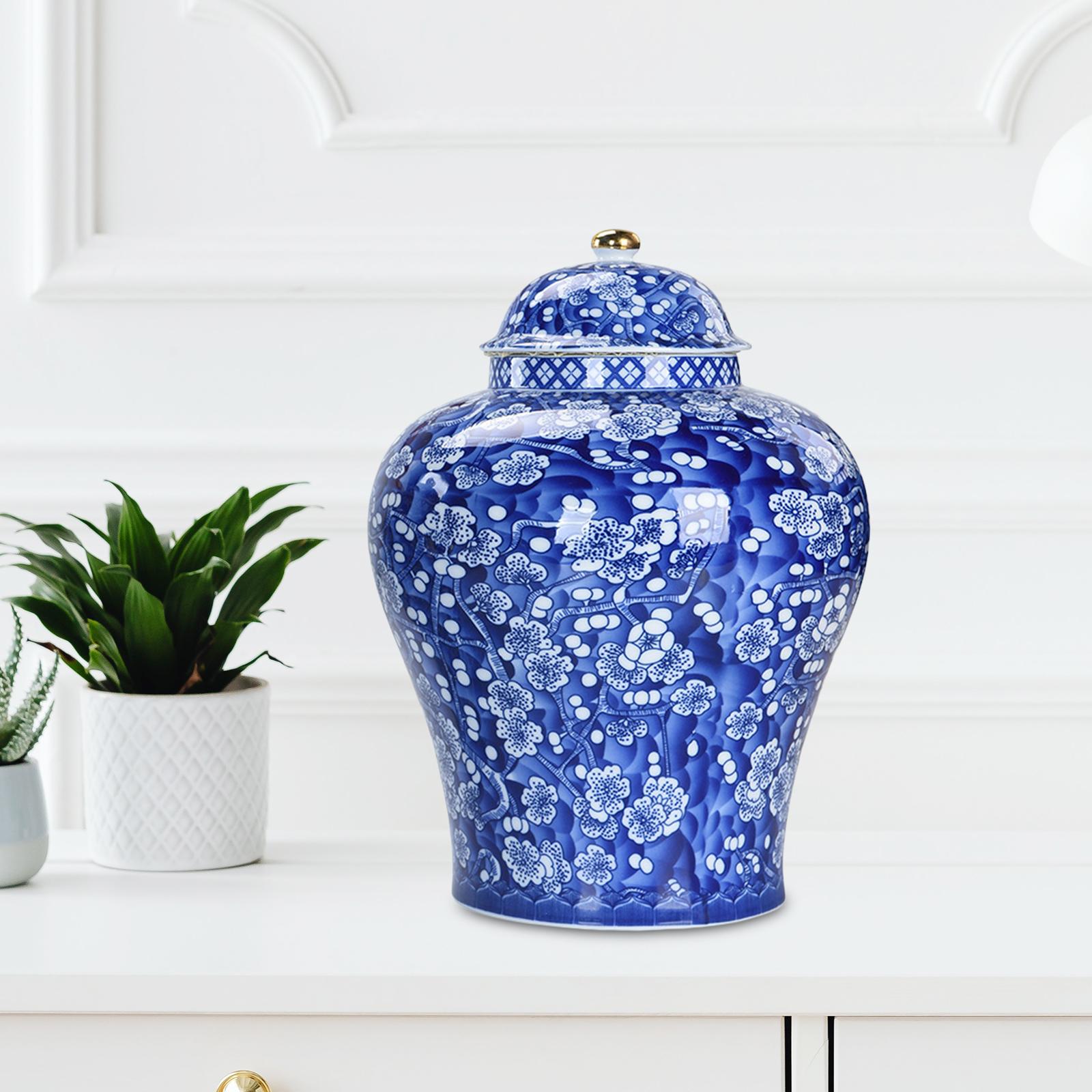 Plum Ceramic Bud Vase Ginger Jar with Lid Store Your Tiny Treasures Glazed Gift for Weddings, Party, Home Office Decor Classical