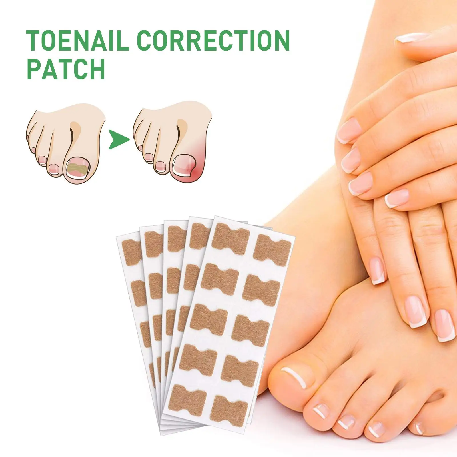 50x Elastic Ingrown Toenail Correction Patch Pedicure Tool Self Adhesive Breathable Glue Free Toenail Patch for Salon Home