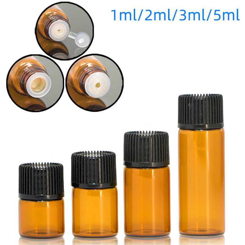 Best of 50 / 100 / 200PCS / Lot Mini Amber Glass Essential Oil Bottle Empty Refillable Vials Cosmetic Sample Test Tube Reviews & Tips